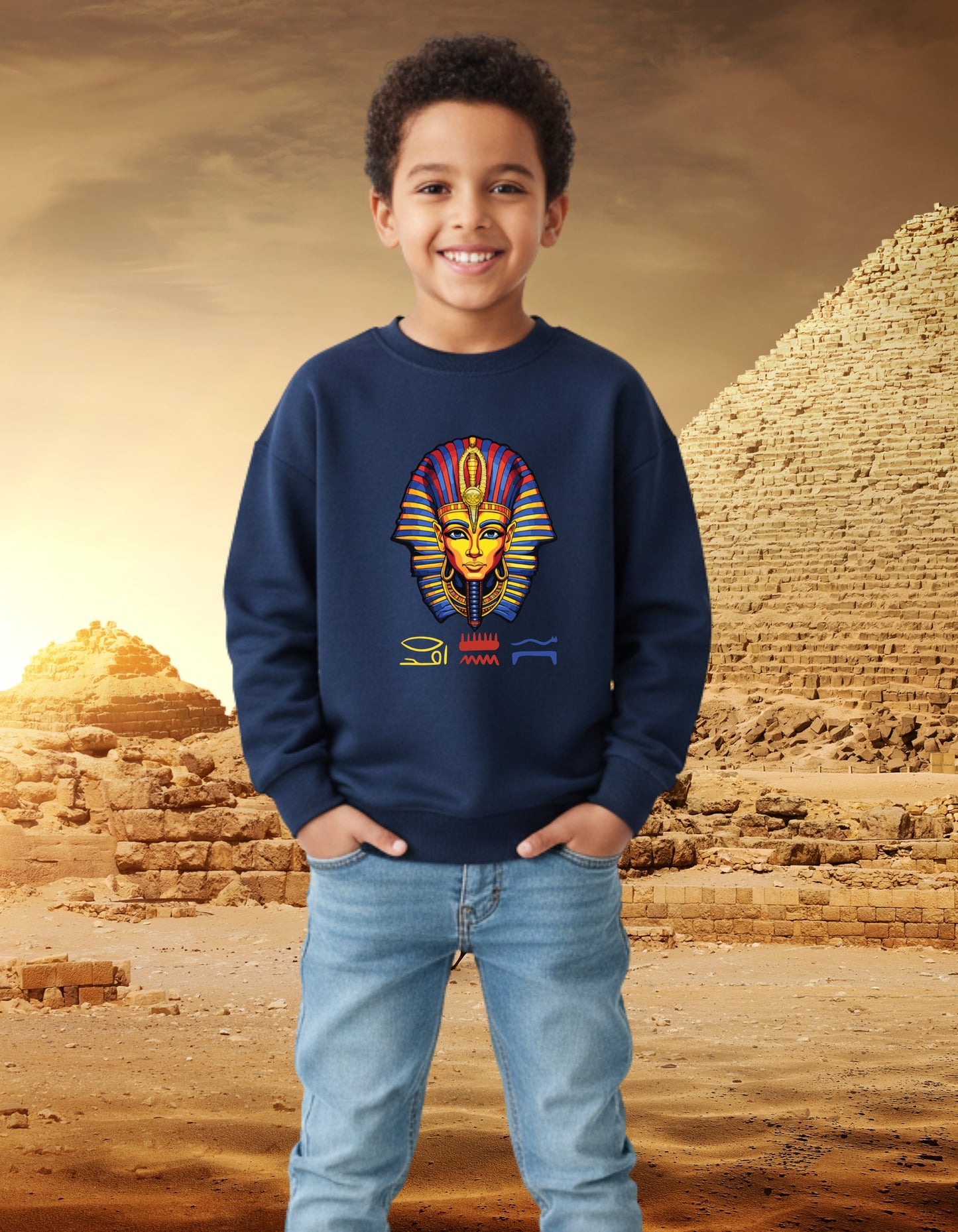 King Tut Pharaoh Mask Kids Sweatshirt